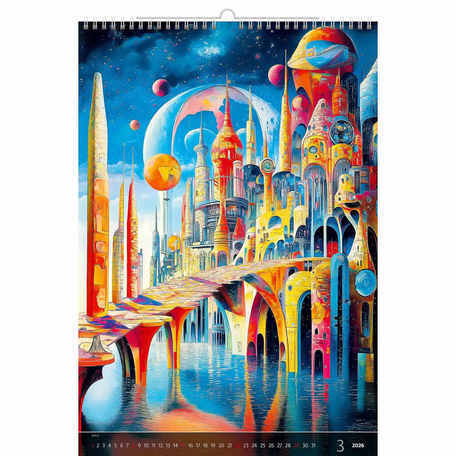 Surrealistische kunstwereld kalender B3 Size 2026+