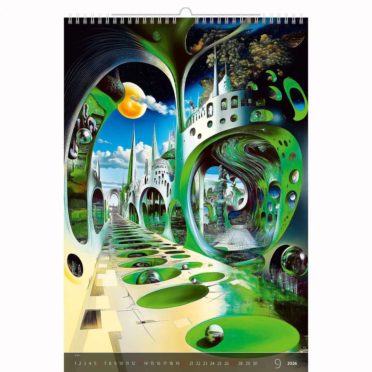 Surrealistische kunstwereld kalender B3 Size 2026+