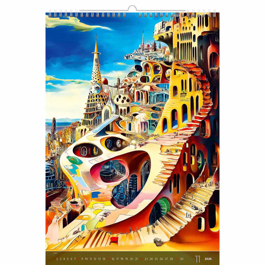 Surrealistische kunstwereld kalender B3 Size 2026+