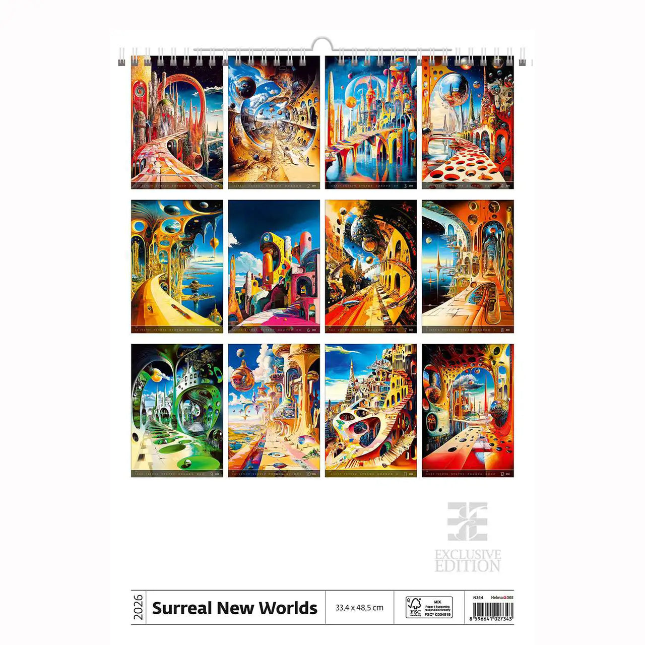 Surrealistische kunstwereld kalender B3 Size 2026+