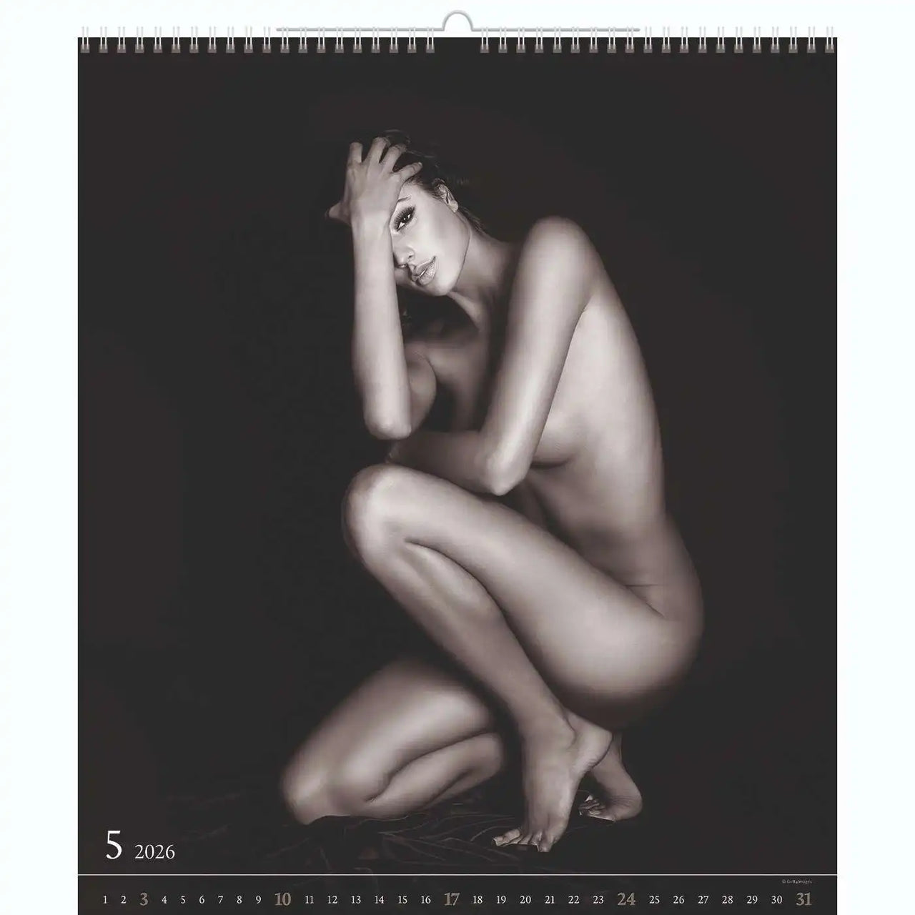 Schwarz -Weiß -Nude XL -Kalender 45 x 52 cm + kostenlose Cutepinups 2026 + 2027 Kalender + kostenloser 2025 Kalender