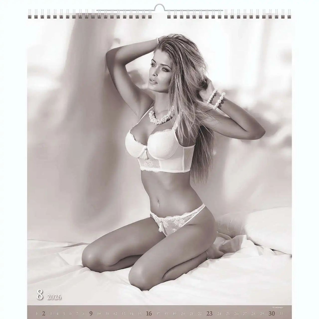Schwarz -Weiß -Nude XL -Kalender 45 x 52 cm + kostenlose Cutepinups 2026 + 2027 Kalender + kostenloser 2025 Kalender