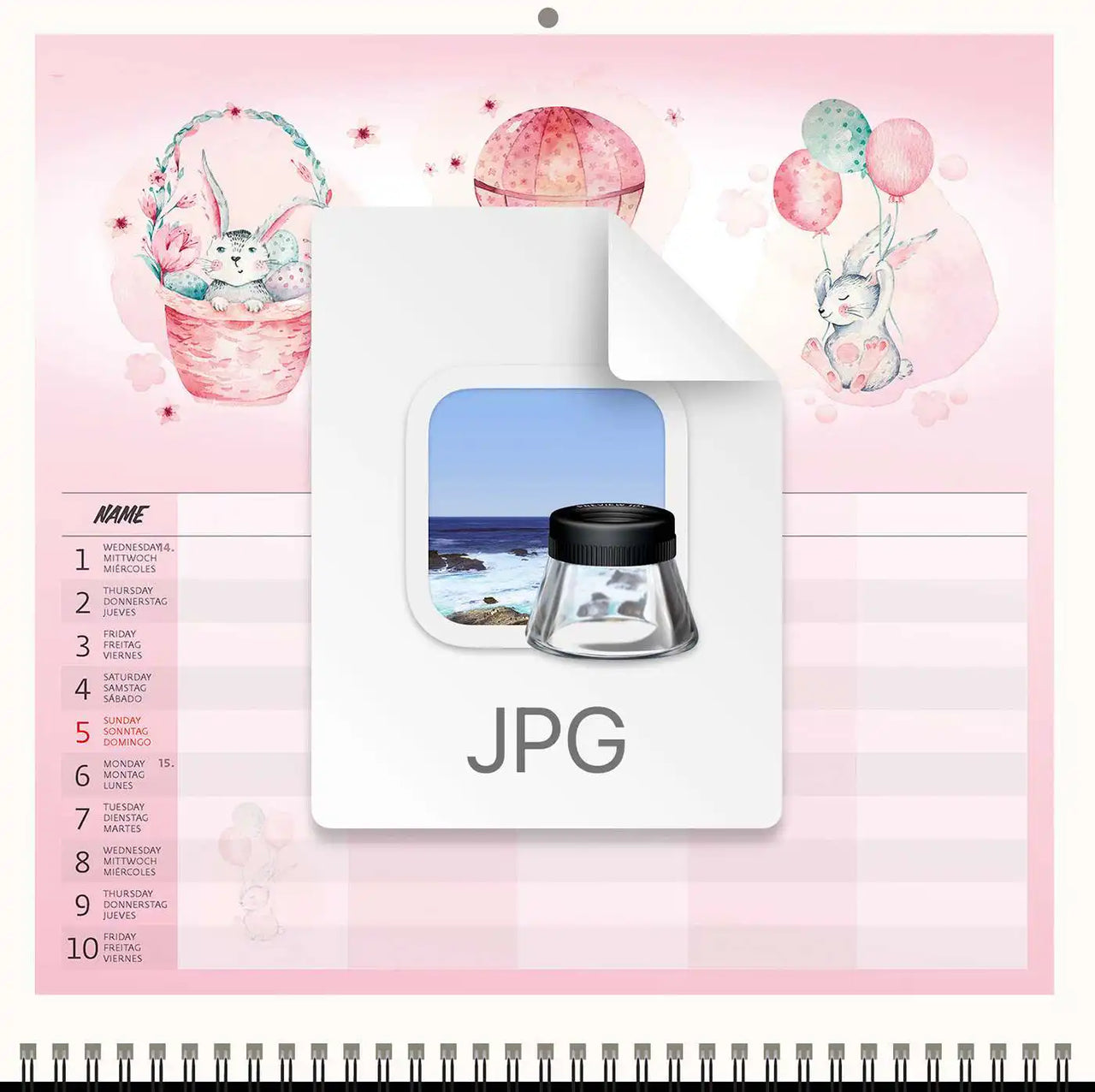 2026 Writing kalender 30 x 30 Family Planner - free