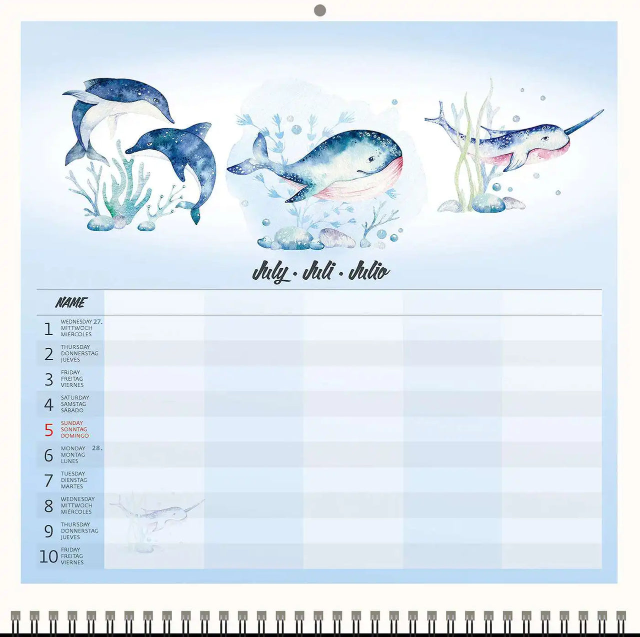 2026 Writing kalender 30 x 30 Family Planner - free