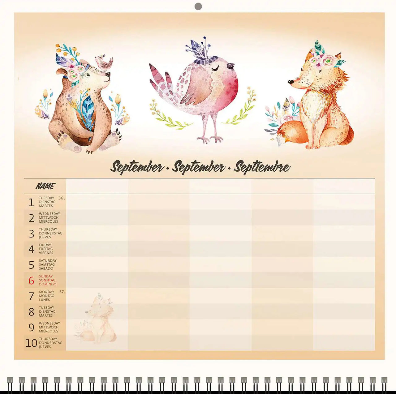 2026 Writing kalender 30 x 30 Family Planner - free