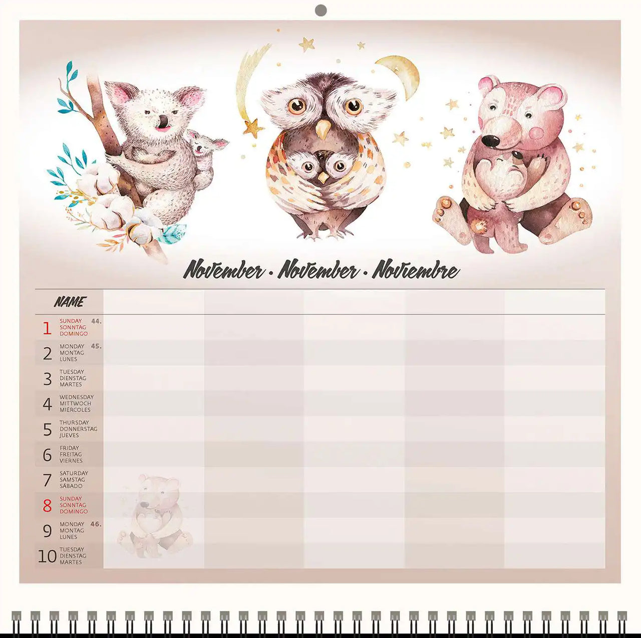 2026 Writing kalender 30 x 30 Family Planner - free