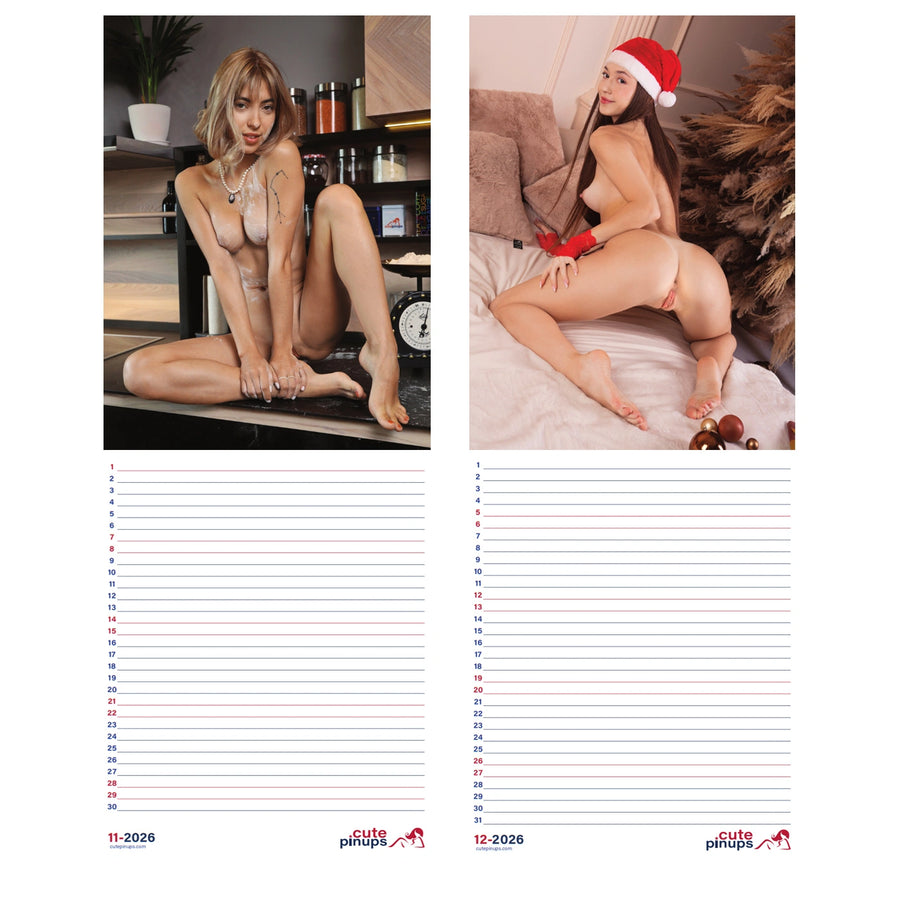 2 A4 Erotische Kalender heißes Zeug plus Beachten Sie mein Baby 2026 + kostenlos 2025 Kalender