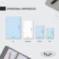 Personal organizer size chart
