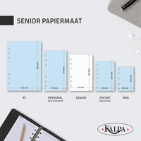 Senior organizer size chart