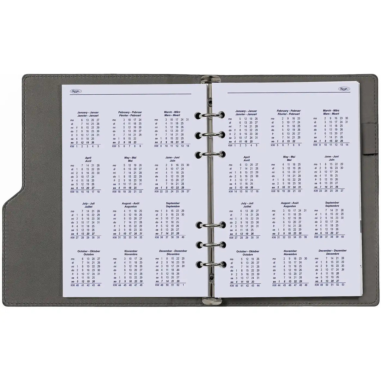 6206-26-27 210 x 144 mm A5 Agenda fügt wöchentlich ein EN DE FR NL 2026 2027