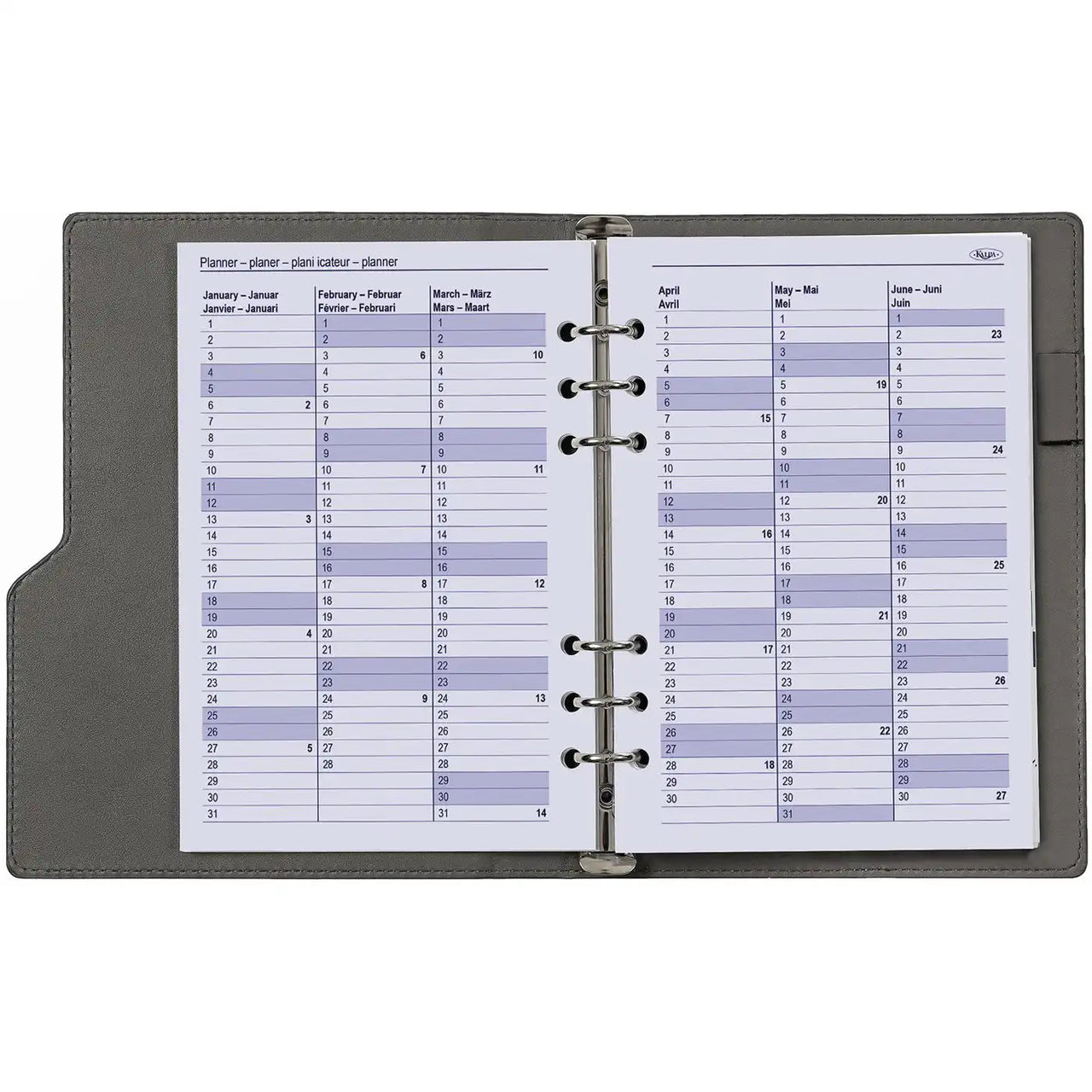 6206-25-26 210 x 144 mm A5 Agenda fügt wöchentlich ein EN DE FR NL 2026