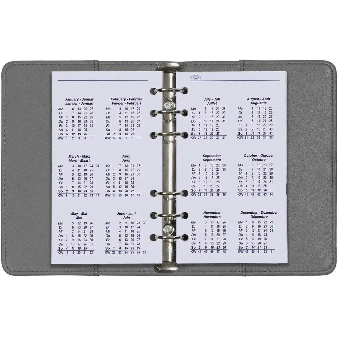 6216-25-26-27 170 x 95 mm Personal Agenda Planer Nachfüllpapier EN DE FR 2026 2027