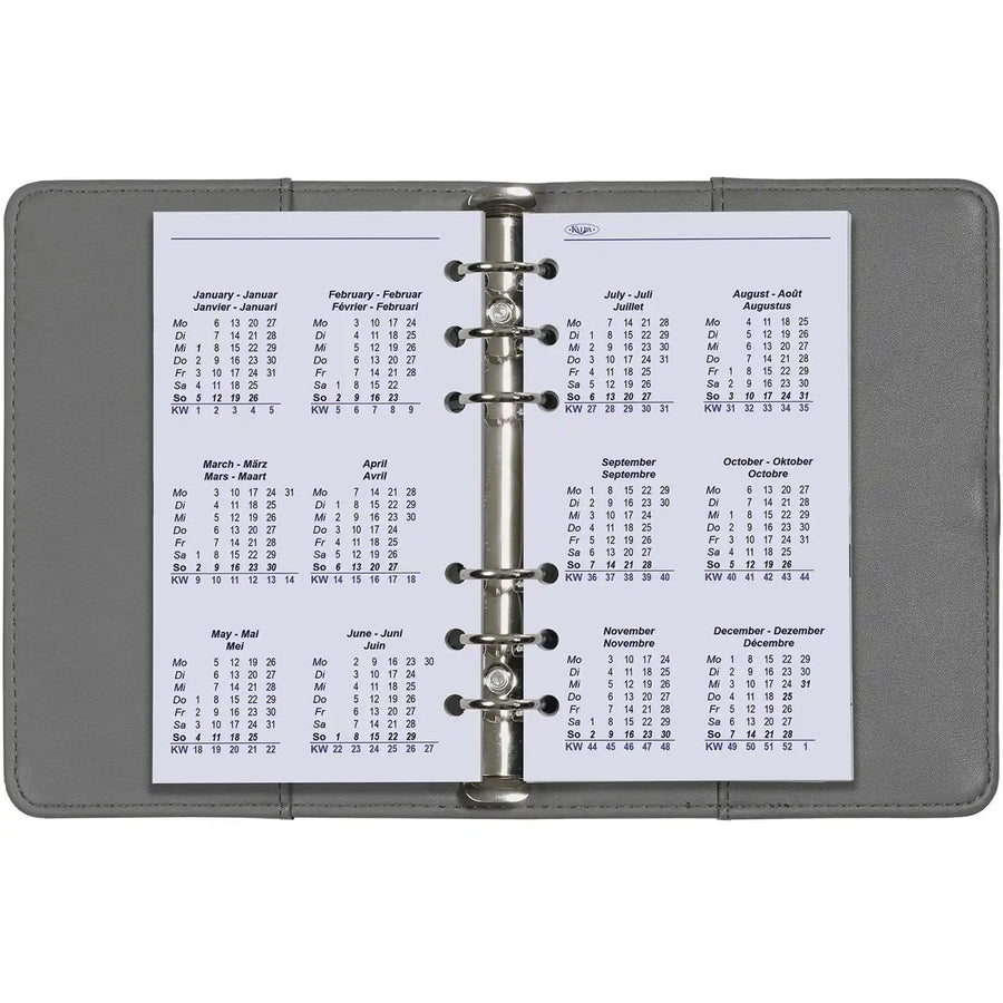 6216-25-26-27 170 x 95 mm Personal Agenda Planer Nachfüllpapier EN DE FR 2026 2027
