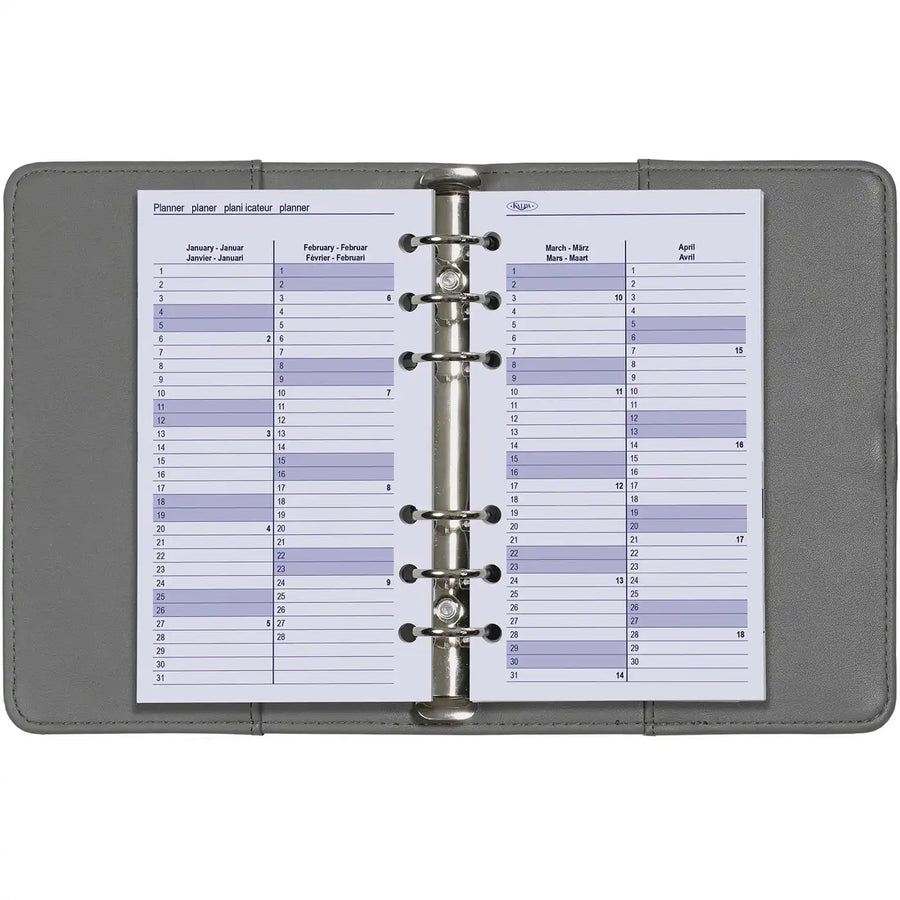 6216-25-26-27 170 x 95 mm Personal Agenda Planer Nachfüllpapier EN DE FR 2026 2027