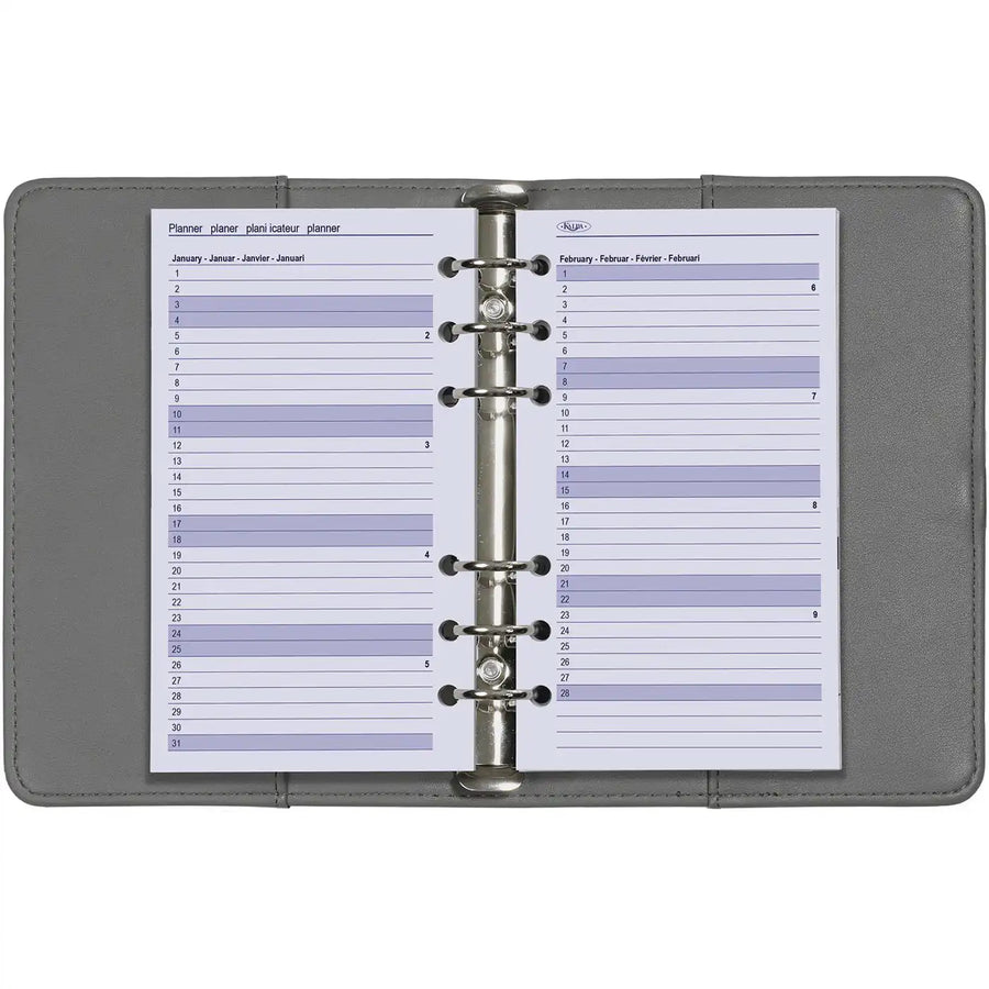 6216-26 170 x 95 mm Personal Ringbindemittel -Agenda -Einsätze EN FR DE NL 2026