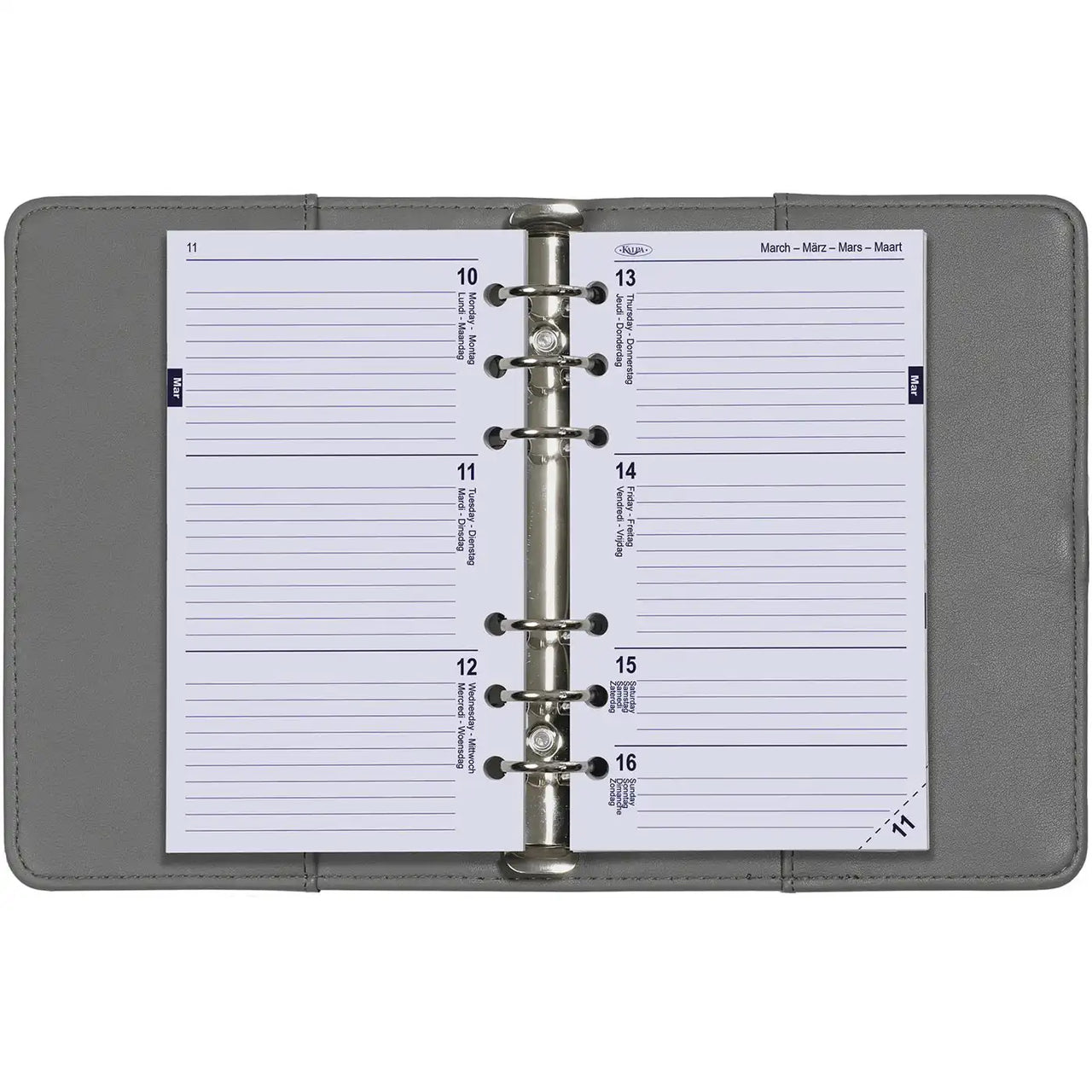 6216-26 170 x 95 mm Personal Ringbindemittel -Agenda -Einsätze EN FR DE NL 2026