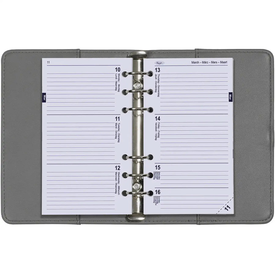6216-26 170 x 95 mm Personal Ringbindemittel -Agenda -Einsätze EN FR DE NL 2026
