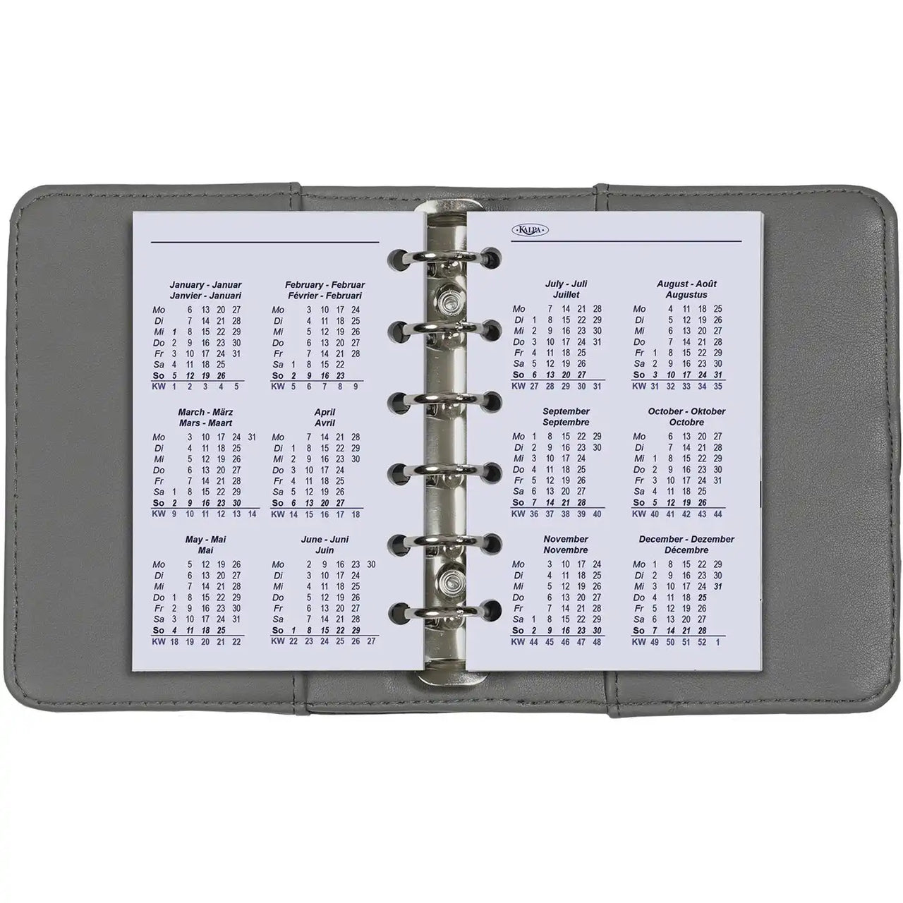 6236-25-26 125 x 80 mm Tasche Kalender Ersatzeinlagen Wöchentlich EN DE FR NL 2026