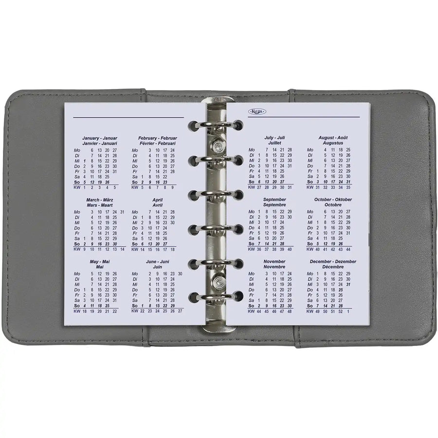 6236-25-26 125 x 80 mm Tasche Kalender Ersatzeinlagen Wöchentlich EN DE FR NL 2026