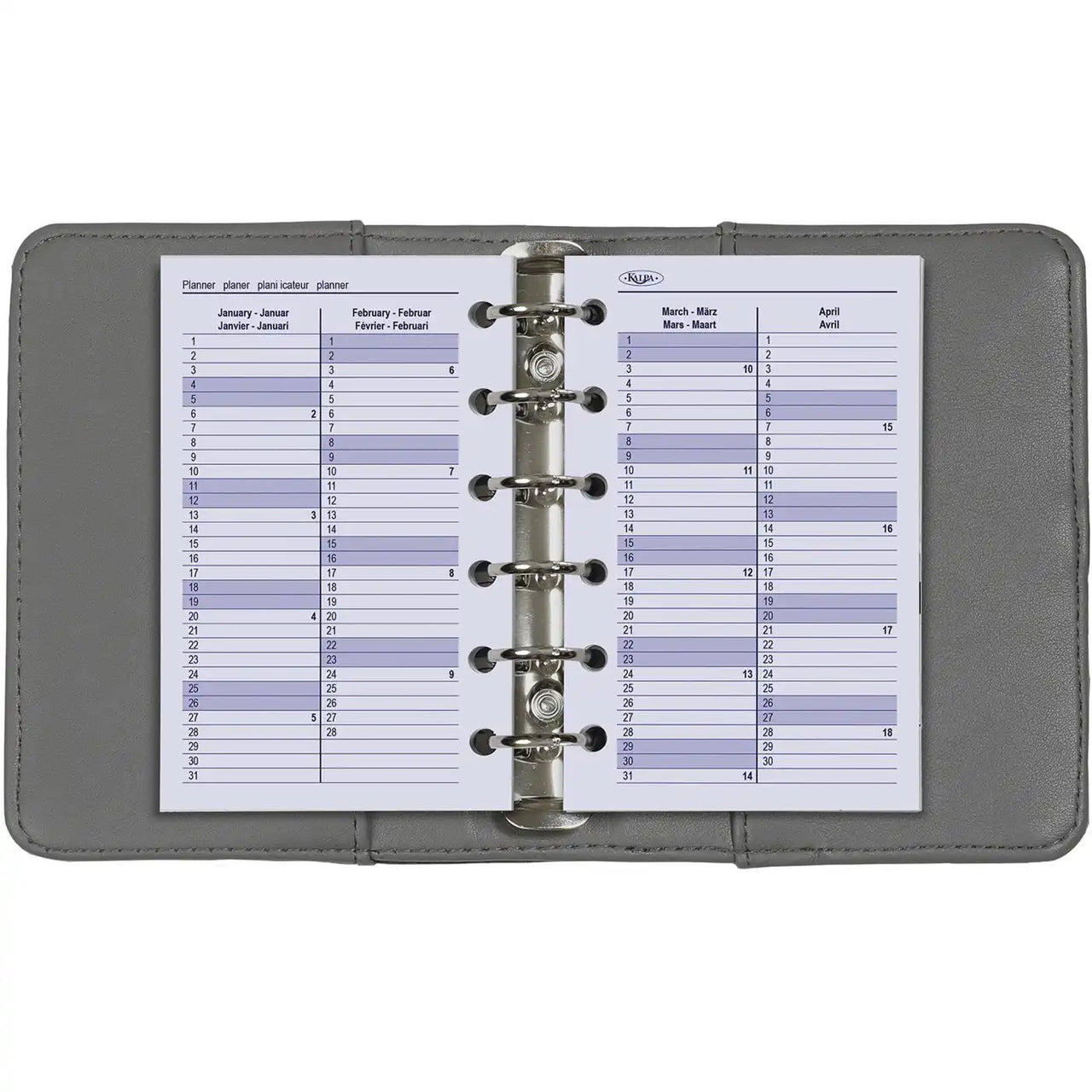 6236-25-26 125 x 80 mm Tasche Kalender Ersatzeinlagen Wöchentlich EN DE FR NL 2026