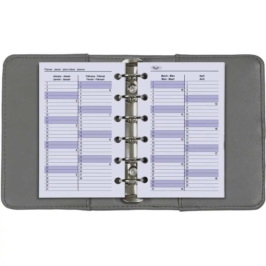 6236-25-26 125 x 80 mm Tasche Kalender Ersatzeinlagen Wöchentlich EN DE FR NL 2026
