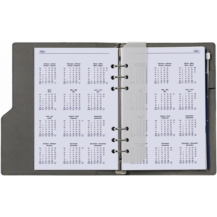 6406-26-27 210 x 144 mm A5 Binder nachfüllt wöchentlich EN DE FR NL (Ein bisschen Rost auf dem Ringbinder!) + Speicherordner 2026 2027