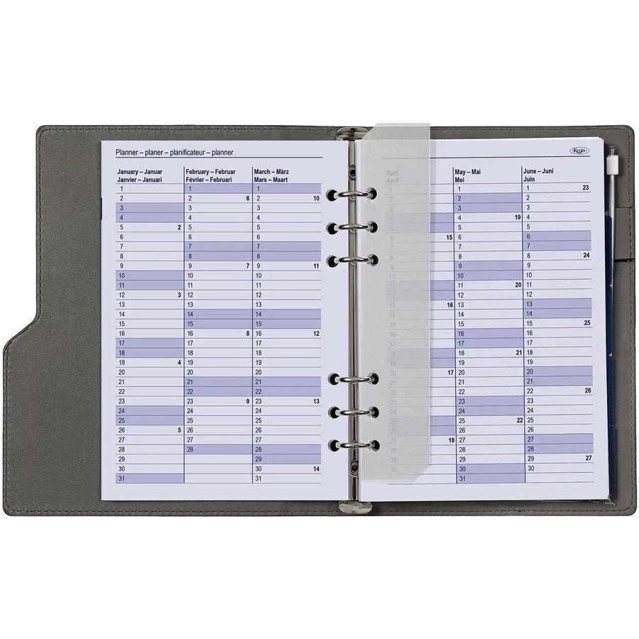 6406-26-27 210 x 144 mm A5 Binder nachfüllt wöchentlich EN DE FR NL (Ein bisschen Rost auf dem Ringbinder!) + Speicherordner 2026 2027