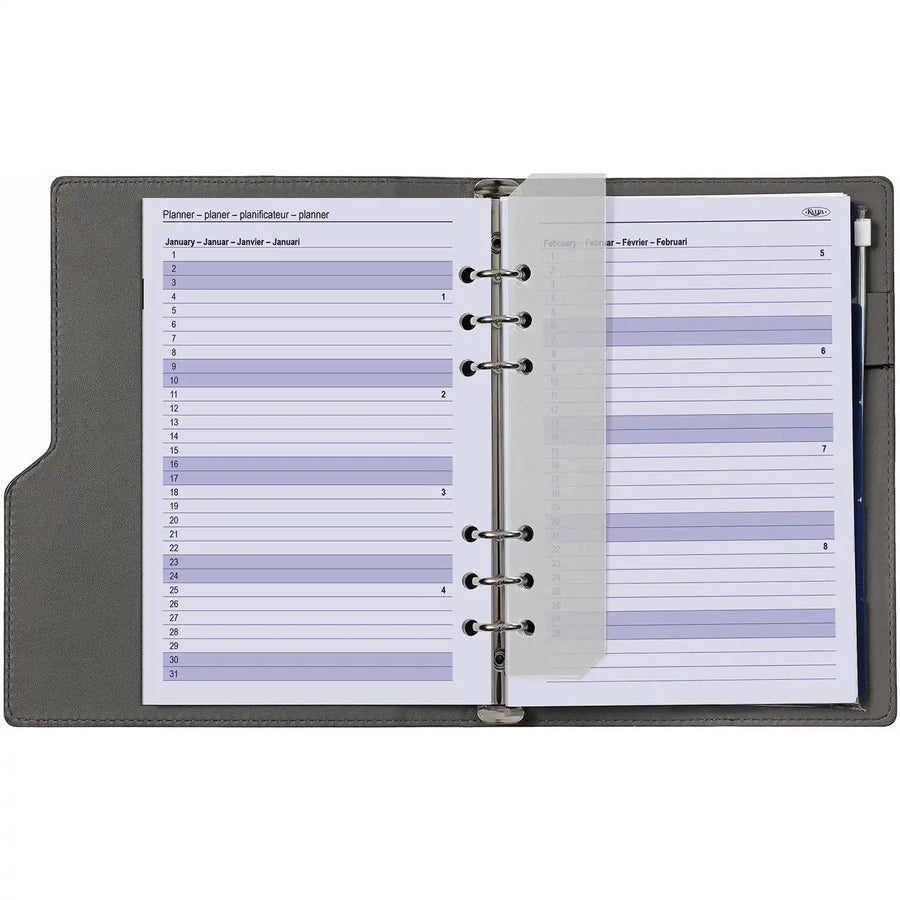 6406-26-27 210 x 144 mm A5 Binder nachfüllt wöchentlich EN DE FR NL (Ein bisschen Rost auf dem Ringbinder!) + Speicherordner 2026 2027