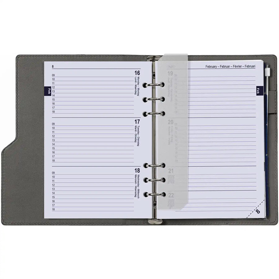 6406-25-26-27 210 x 144 mm A5 Binder nachfüllt wöchentlich EN DE FR NL (Ein bisschen Rost auf dem Ringbinder!) + Speicherordner 2026 2027
