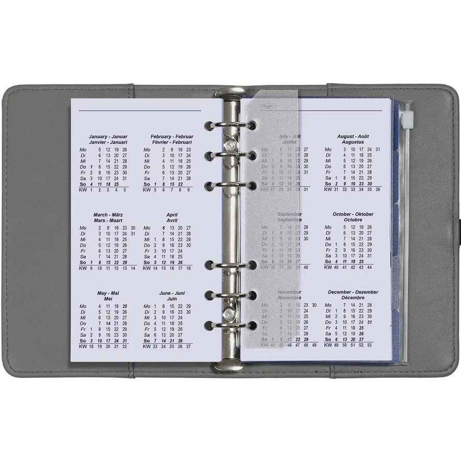 6316-25-26-27 170 x 95 mm Personal 6 Ringagenda Organizer Nachfüllungen komplettes Set wöchentlich EN DE FR 2026 2027