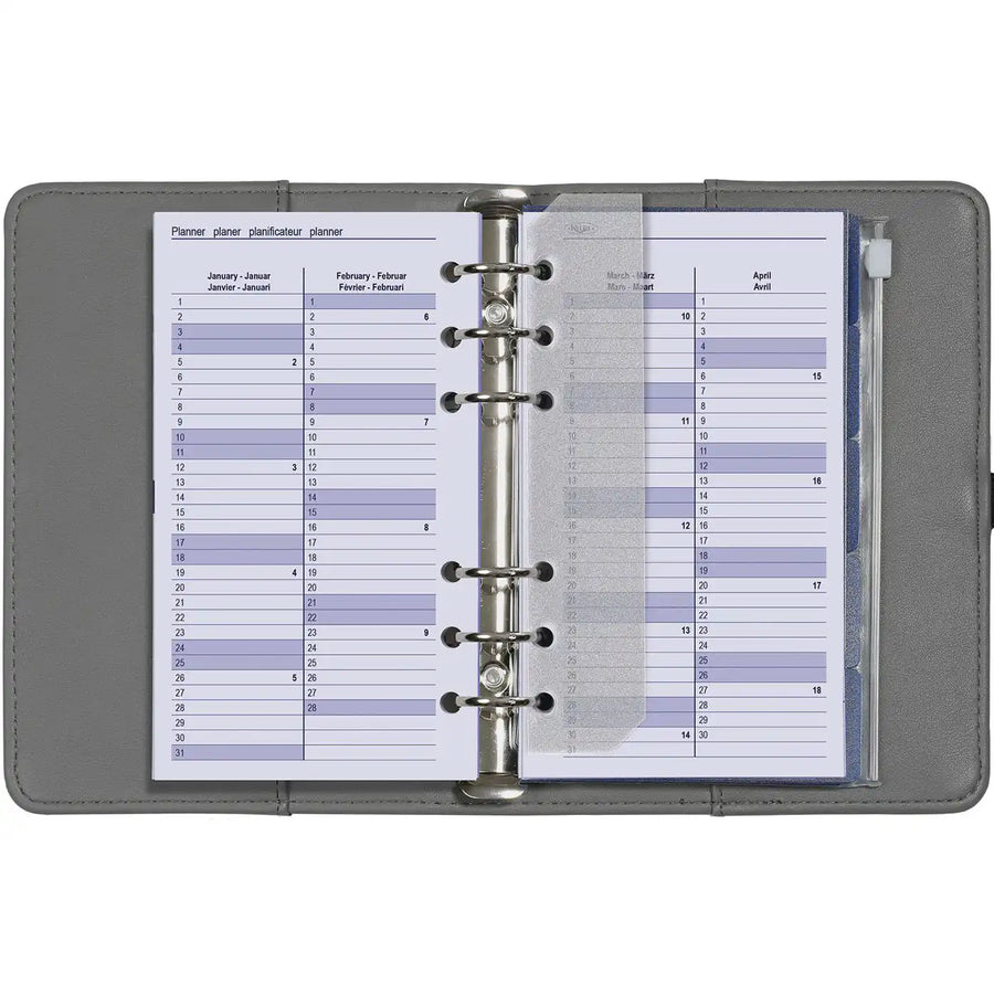 6316-25-26 170 x 95 mm Personal 6 Ringagenda Organizer Fügt Weekly Complete Set ein EN DE FR NL 2026
