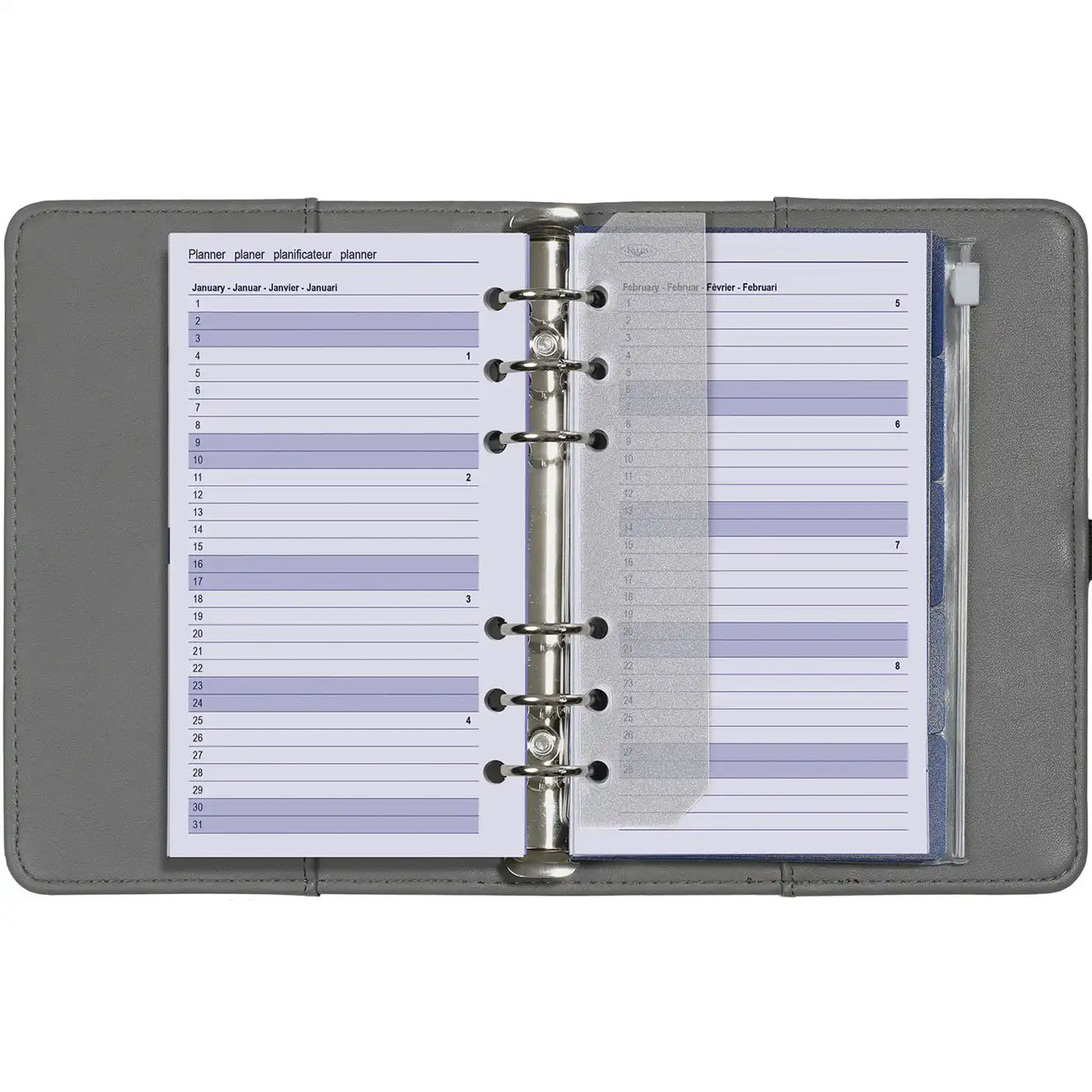 6316-25-26 170 x 95 mm Personal 6 Ringagenda Organizer Fügt Weekly Complete Set ein EN DE FR NL 2026