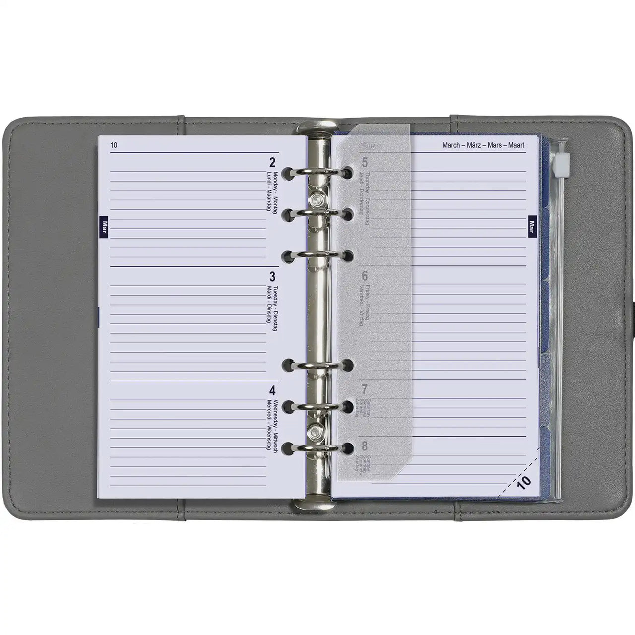 6316-26 170 x 95 mm Personal 6 Ring -Tagebucheinsätze komplette Set wöchentlich EN DE FR NL 2026