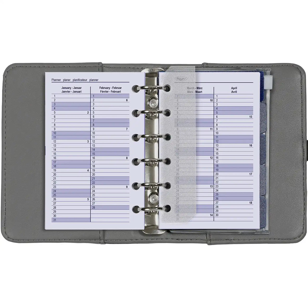 6336-25-26 125 x 80 mm Tasche Agenda Organizer Nachfüllen Wöchentlich komplettes Set EN FR DE NL 2026