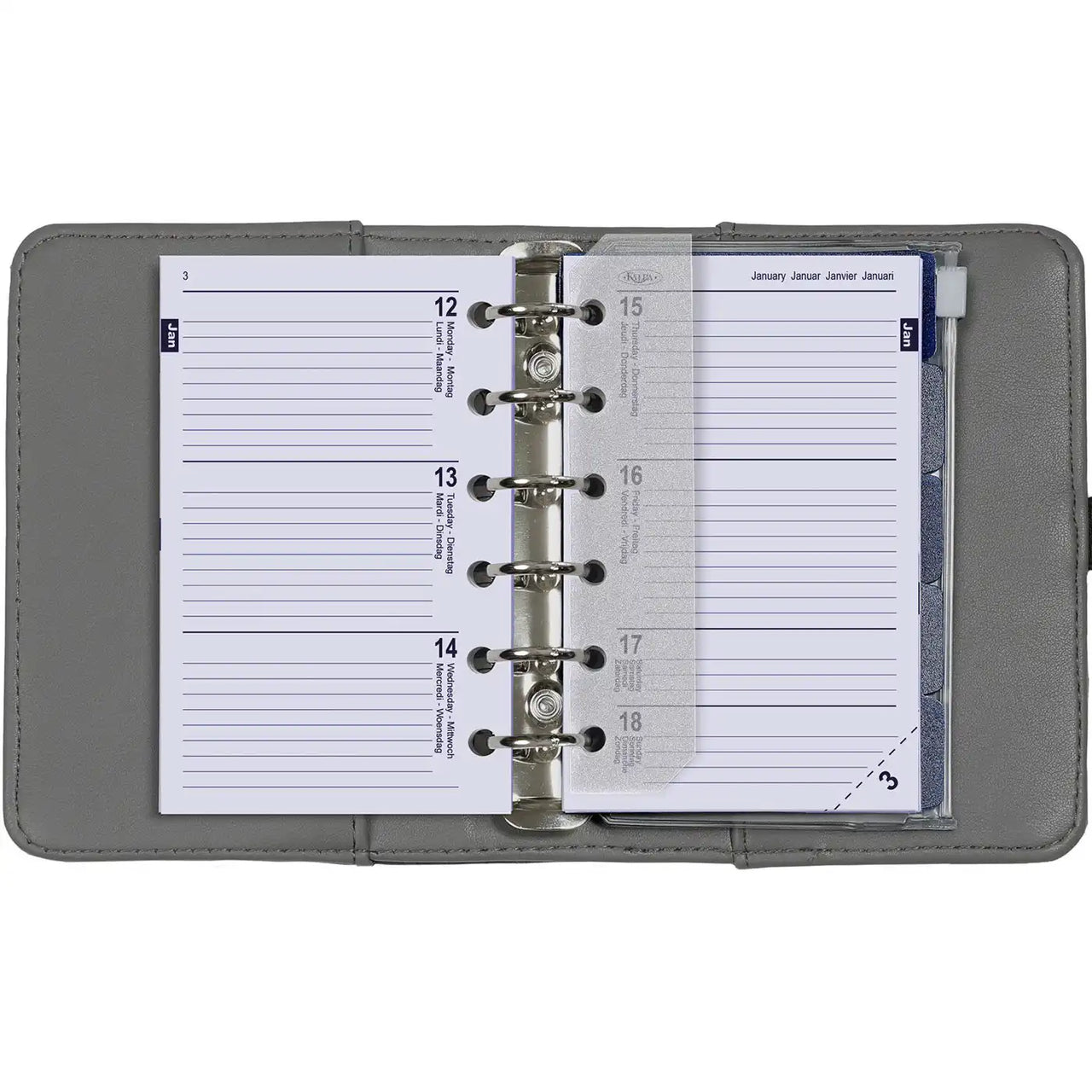6336-25-26 125 x 80 mm Tasche Agenda Organizer Nachfüllen Wöchentlich komplettes Set EN FR DE NL 2026