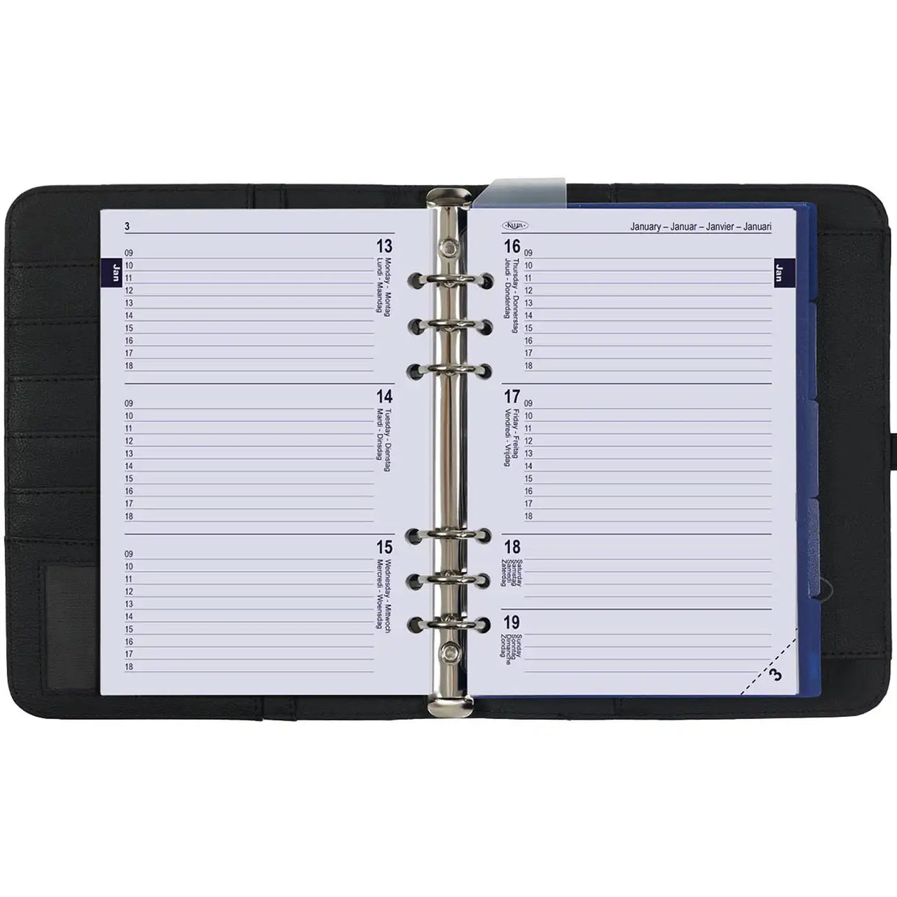 A5 Ring Planner Grain Black with weekly refill