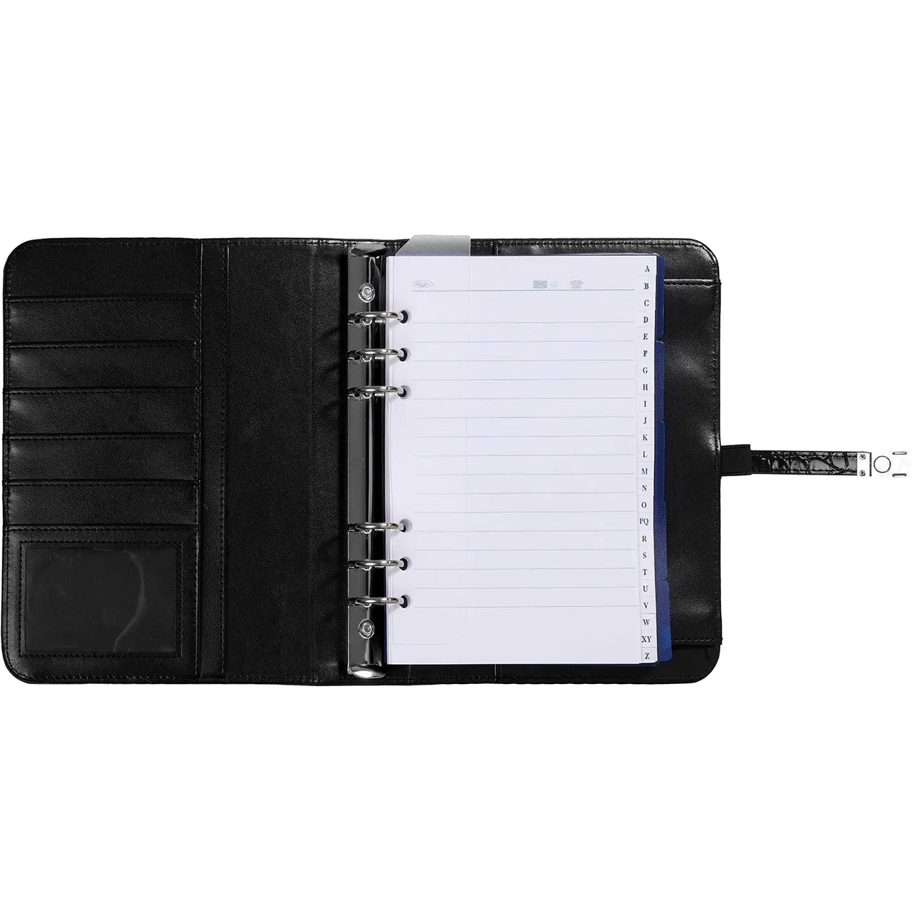 1011-06 Refillable A5 Ring Binder Planner Alligator Black