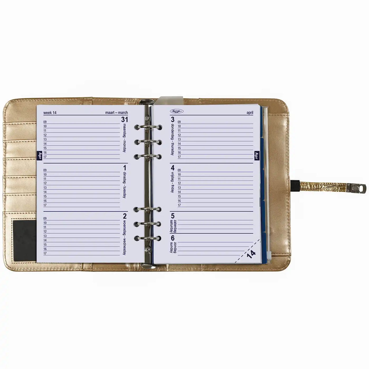 High Quality Refillable A5 Ring Binder Croco Gold
