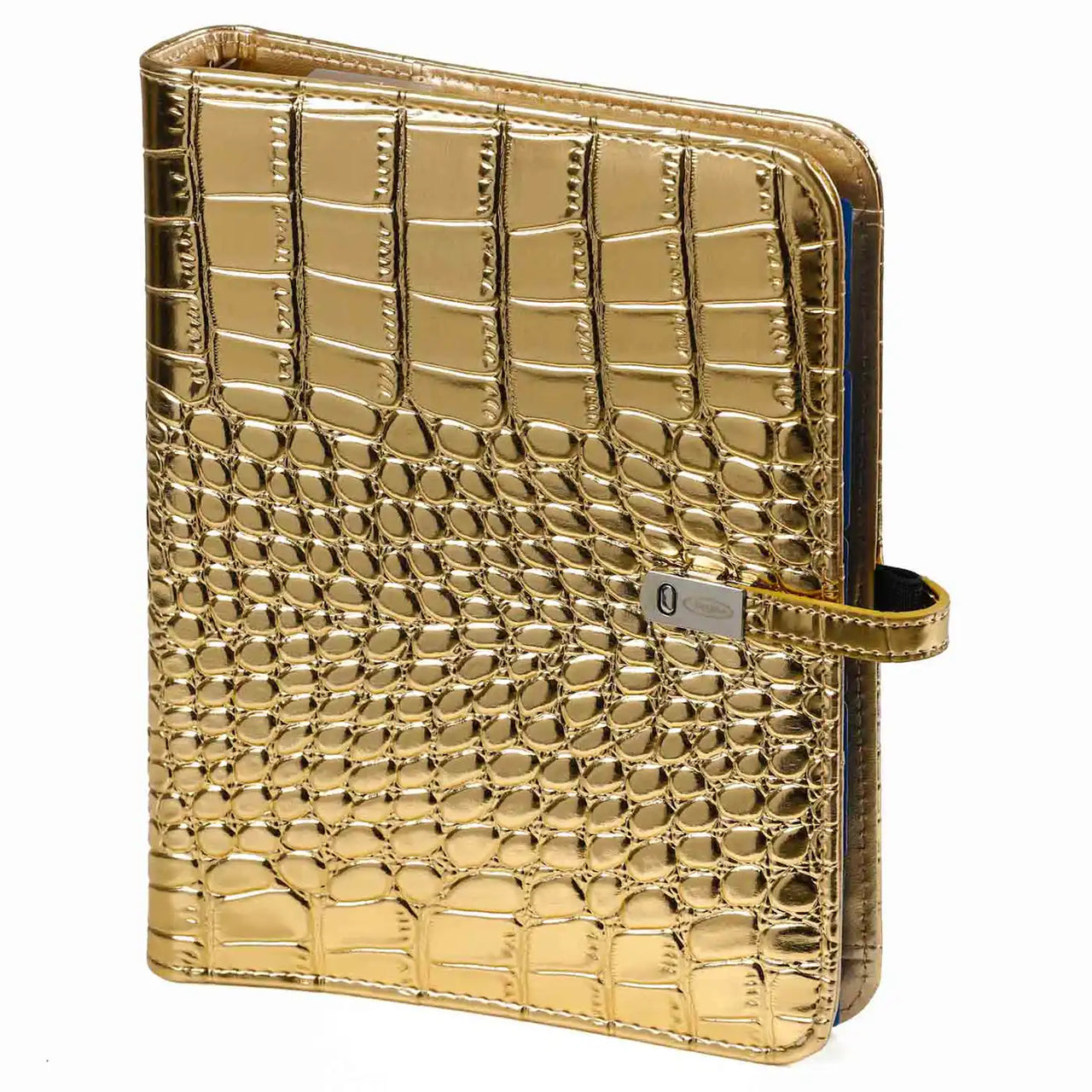 Refillable A5 Ring Binder Croco Gold