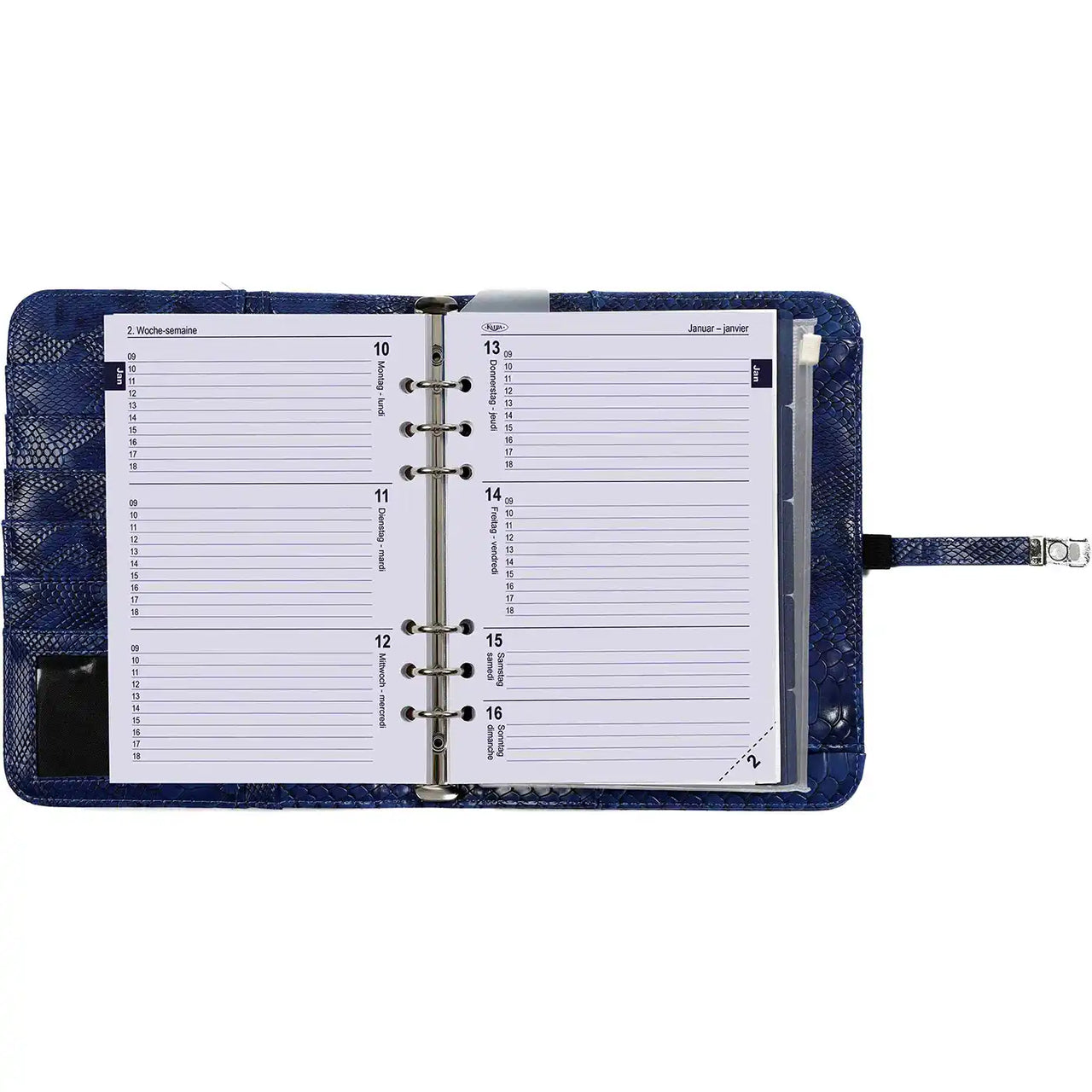 A5 Ring Binder Agenda Croco Indigo