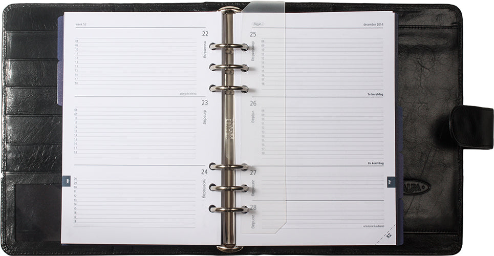 1011-I A5 Classico raccoglitore ad anelli in pelle nera Organizer