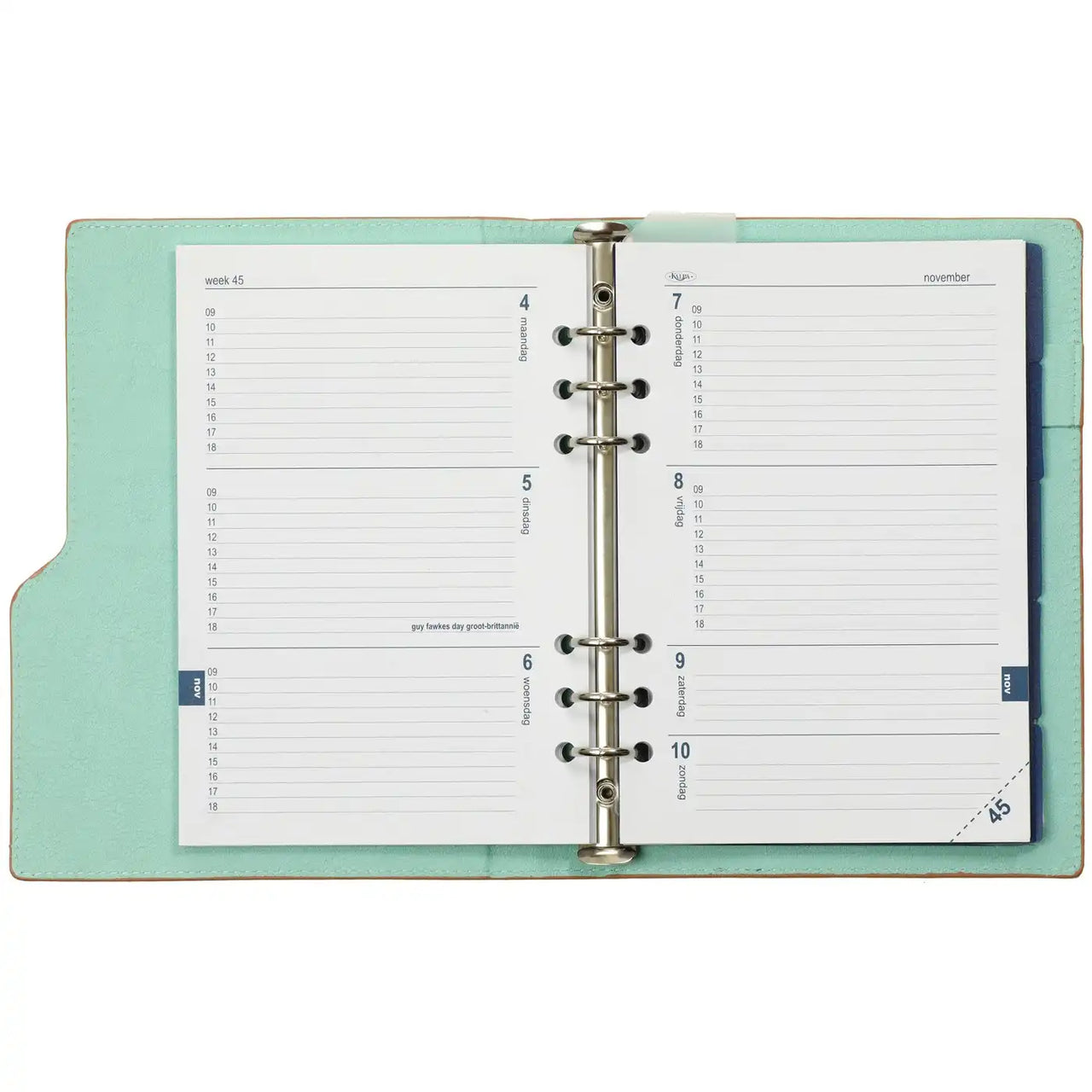 1016-72 Clipbook A5 6 Ring Binder Agenda Pastellrosa Grün