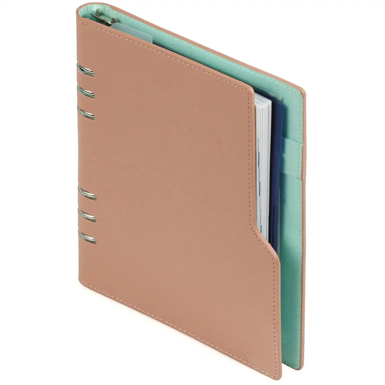 1016-72 Clipbook A5 6 Ring Binder Agenda Pastellrosa Grün
