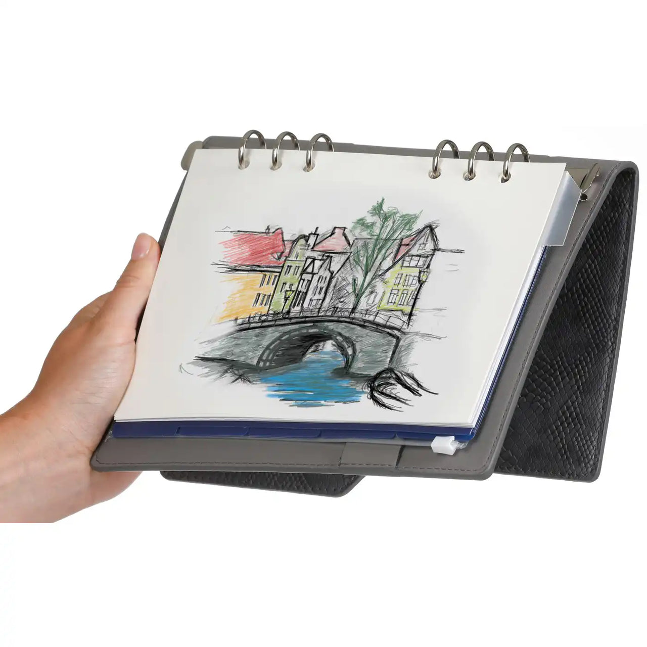 1016-76 A5 Binderplaner Clipbook  Croco Grau