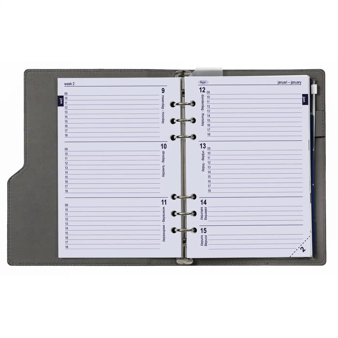 1016-76 A5 Binderplaner Clipbook  Croco Grau