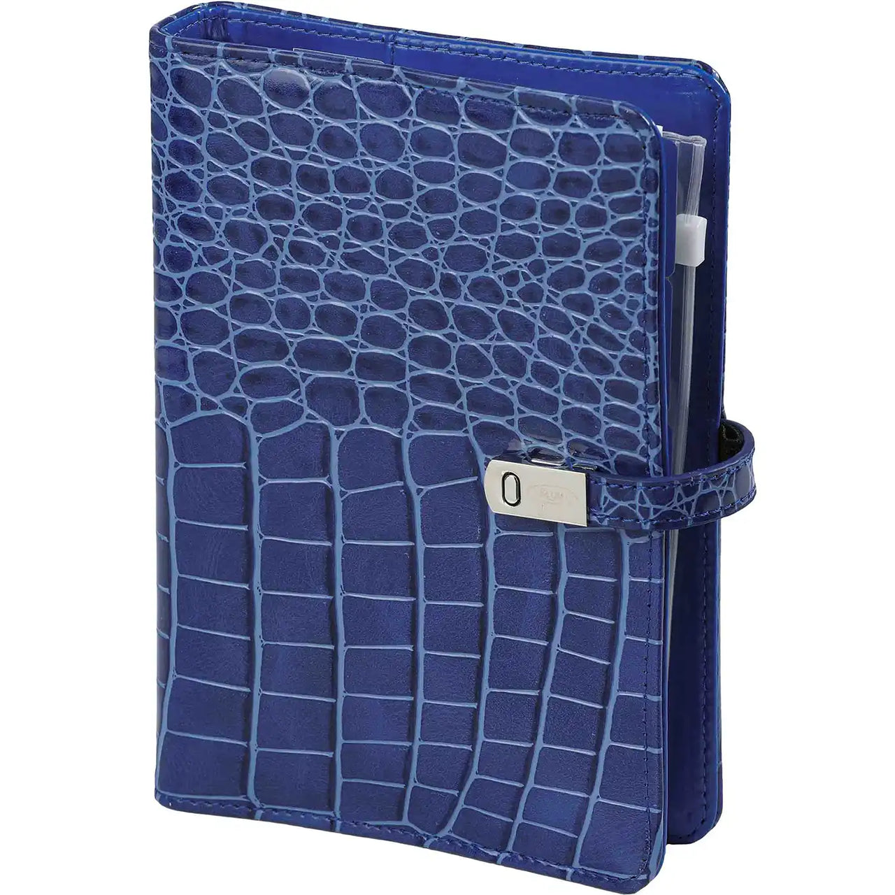 Beautiful Refillable Personal Organizer Croco Mediterranean Blue for Women