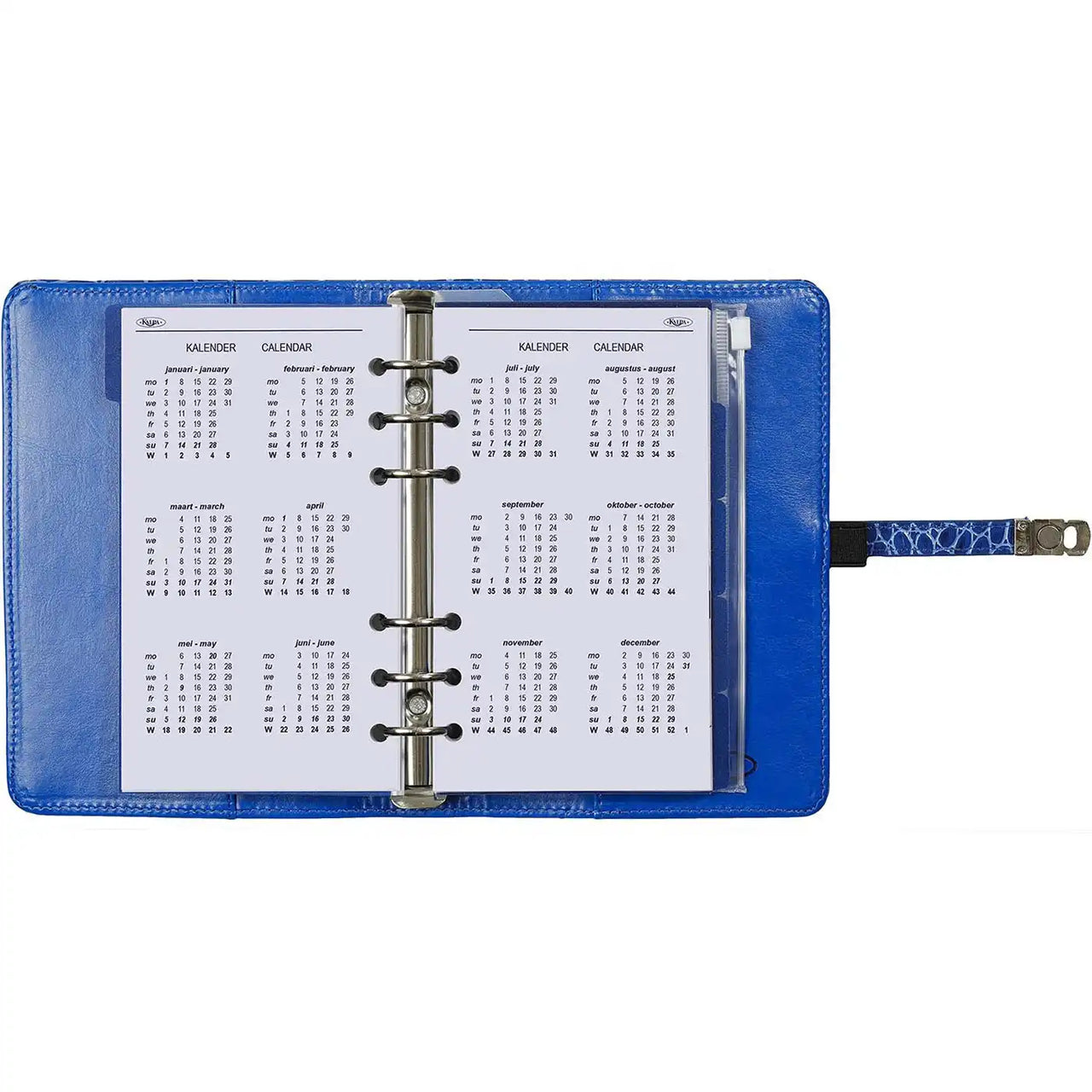 Elegant  Refillable Personal Organiser Croco Mediterranean Blue in Dutch and English 