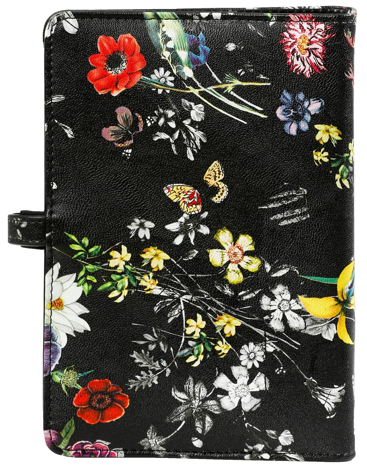 1111-12 Regilizable Personal de 6 anillos Agenda de agenda flores de floración negra