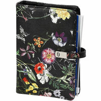 1111-12 Regilizable Personal de 6 anillos Agenda de agenda flores de floración negra