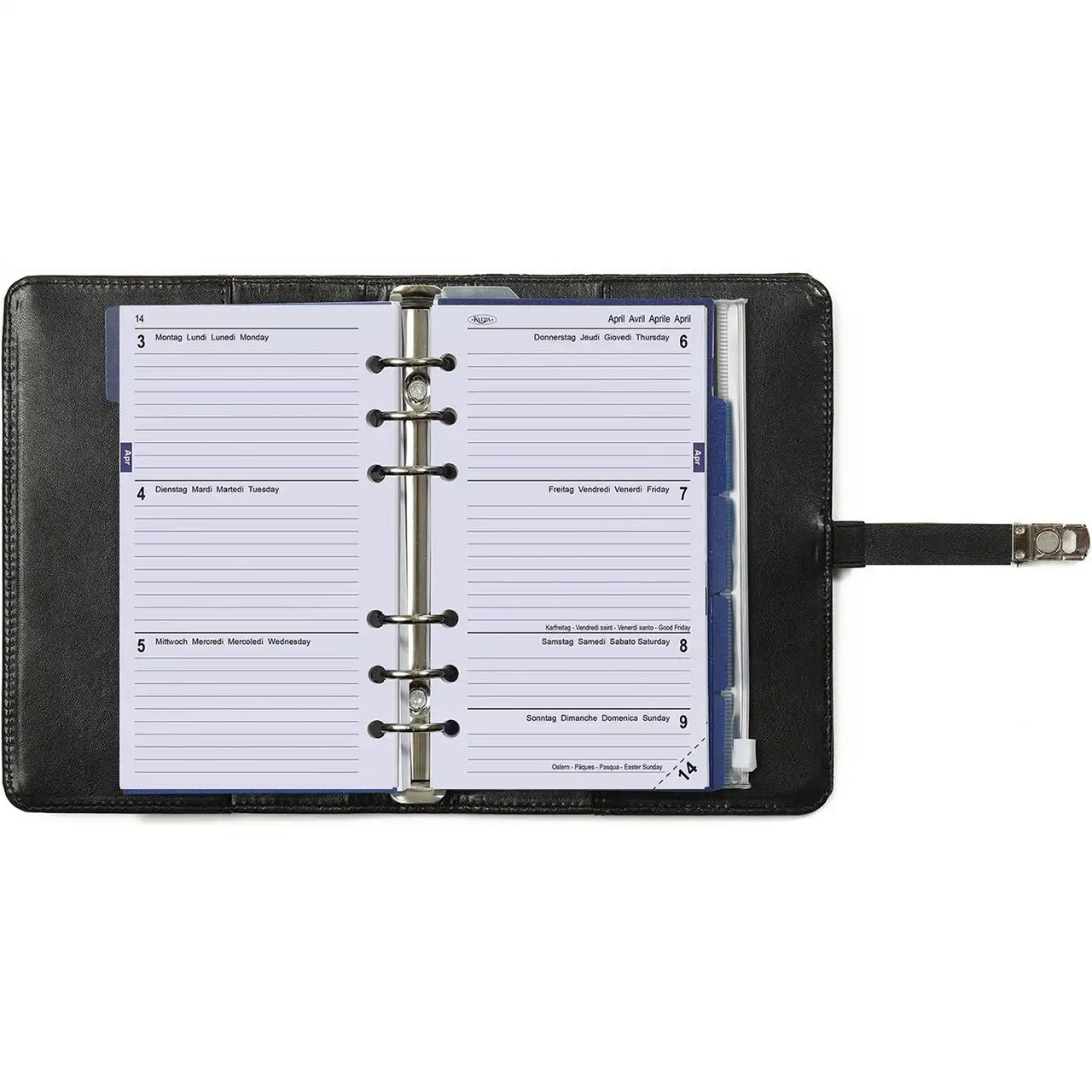 1111-12 Regilizable Personal de 6 anillos Agenda de agenda flores de floración negra